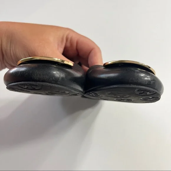 Tory Burch Flats Black with Gold Emblem - Picture 12 of 14